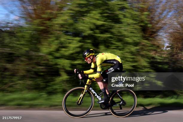 Race winner Matteo Jorgenson of The United States and Team Visma | Lease a Bike attacks during the 78th Dwars Door Vlaanderen 2024 - Men's Elite a...