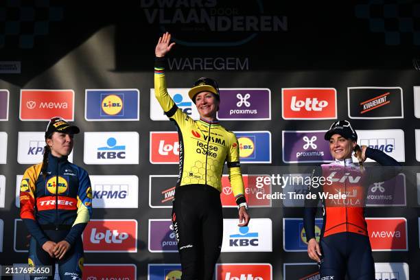 Shirin van Anrooij of The Netherlands and Team Lidl - Trek on second place, race winner Marianne Vos of The Netherlands and Team Visma-Lease a Bike...