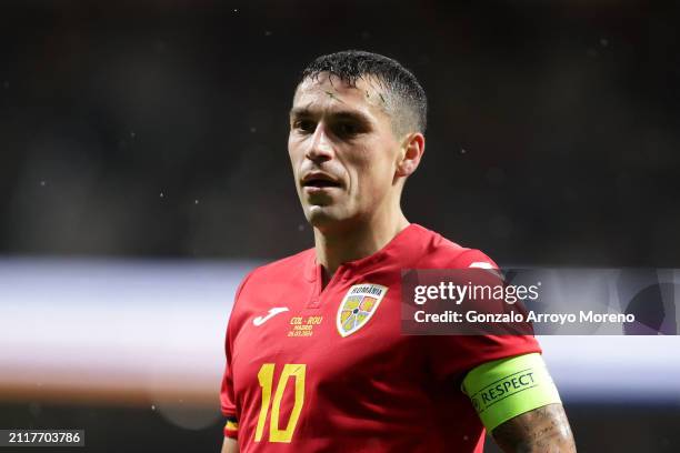 Nicolae Stanciu of Romania in action during the friendly match between Romania and Colombia at Civitas Metropolitan Stadium on March 26, 2024 in...