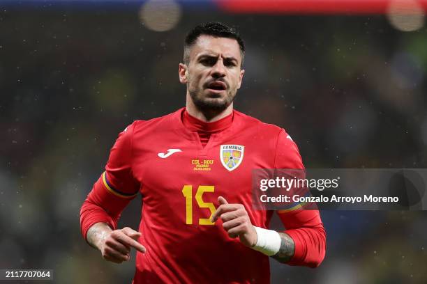 Andrei Burca of Romania in action during the friendly match between Romania and Colombia at Civitas Metropolitan Stadium on March 26, 2024 in Madrid,...