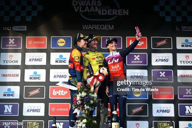 Shirin van Anrooij of The Netherlands and Team Lidl - Trek on second place, race winner Marianne Vos of The Netherlands and Team Visma-Lease a Bike...