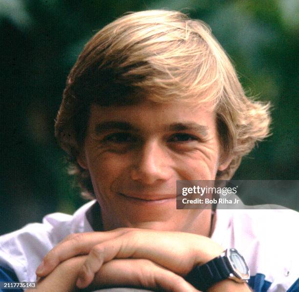 Actor Christopher Atkins portrait session at home, August 18, 1983 in Los Angeles, California.