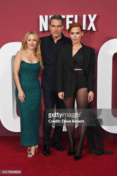 Gillian Anderson, Rufus Sewell and Billie Piper attend the World Premiere of "Scoop" at The Curzon Mayfair on March 27, 2024 in London, England.