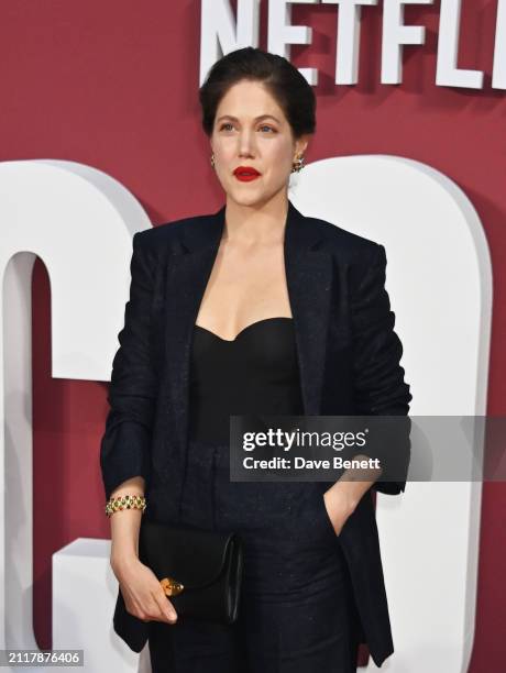 Charity Wakefield attends the World Premiere of "Scoop" at The Curzon Mayfair on March 27, 2024 in London, England.