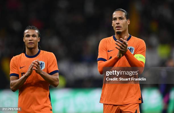 Virgil van Dijk of The Netherlands reacts during the international friendly match between Germany and The Netherlands at Deutsche Bank Park on March...