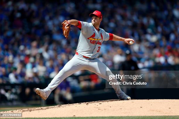 Steven Matz of the St. Louis Cardinals pitches against the Chicago Cubs during the first inning of a spring training game at Sloan Park on March 25,...