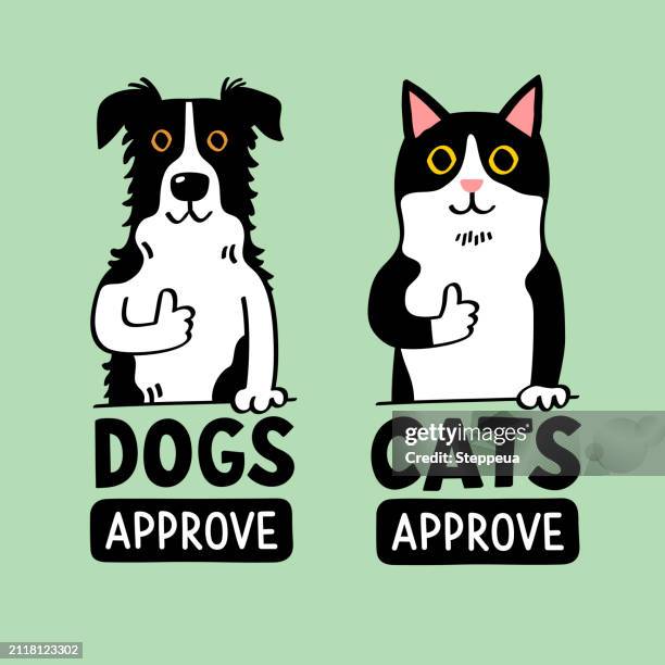 cats and dogs approve - cartoon feet stock illustrations