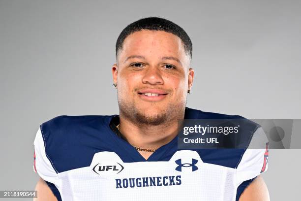 Gene Coleman II of the Houston Roughnecks poses for a portrait on March 07, 2024 in Arlington, Texas.