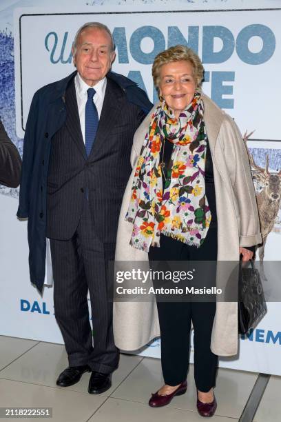 Gianni Letta and Maddalena Marignetti attend the photocall of the movie "Un Mondo A Parte" on March 27, 2024 in Rome, Italy.