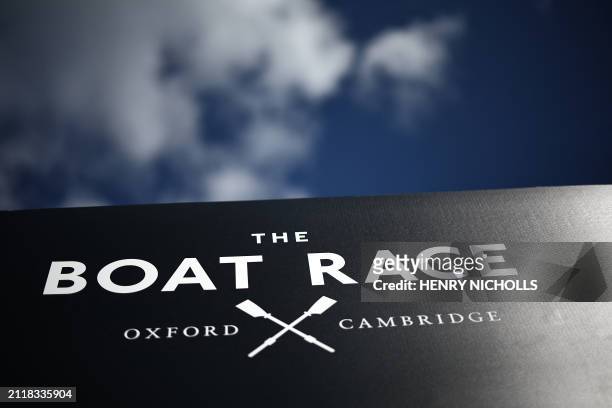 Picture shows the logo of the annual boat race between Oxford University and Cambridge University ahead of its 169th edition on the River Thames in...