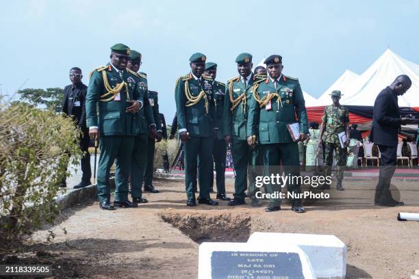 Chief of Army Staff, Taoreed Lagbaja , as Bodies of 1`7 military personnel killed in Okuama in Delta State on March 14 arrived at the National...