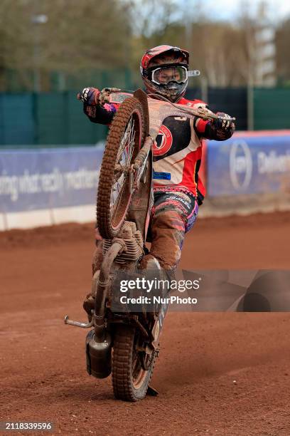 Ben Trigger, a guest for the Belle Vue 'Cool Running' Colts, is competing in the National Development League match between the Belle Vue Aces and the...