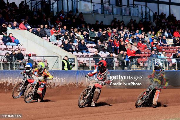 Freddy Hodder, the captain of Belle Vue 'Cool Running' Colts, Harry McGurk, the reserve for Belle Vue 'Cool Running' Colts, Arran Butcher of...