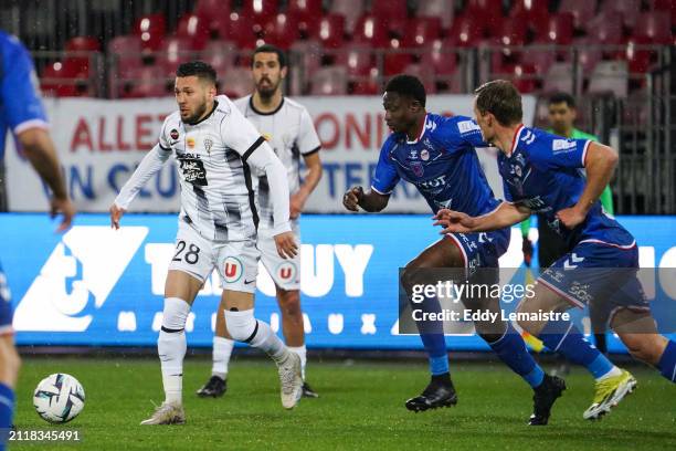 Farid EL MELALI of Angers during the Ligue 2 BKT match between Concarneau and Angers at Stade Francis-Le Ble on March 30, 2024 in Brest, France. -...
