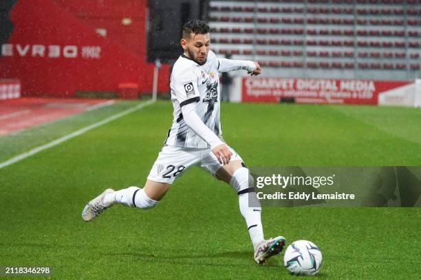 Farid EL MELALI of Angers during the Ligue 2 BKT match between Concarneau and Angers at Stade Francis-Le Ble on March 30, 2024 in Brest, France. -...