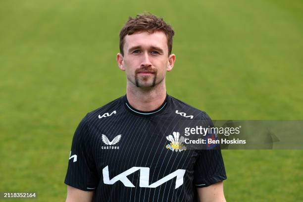 Cameron Steel of Surrey poses for a portrait during the Surrey CCC photocall at The Kia Oval on March 27, 2024 in London, England.