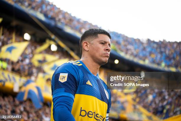 Marcos Rojo of Boca Juniors looks on during a group B match between Boca Juniors and San Lorenzo at Estadio Alberto J. Armando. Final Score: Boca...