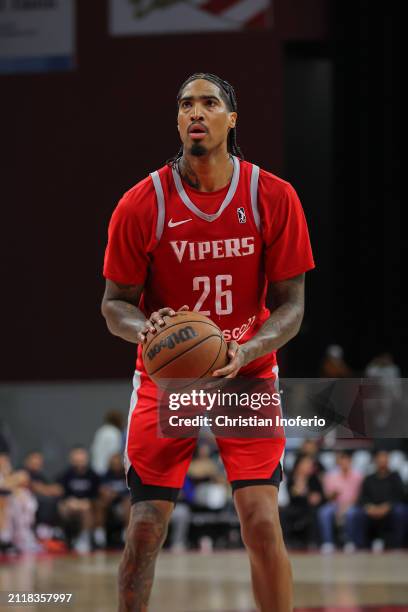 Ray Spalding of the Rio Grande Valley Vipers shoots the ball during a game against the Salt Lake City Stars on March 30, 2024 at the Bert Ogden Arena...