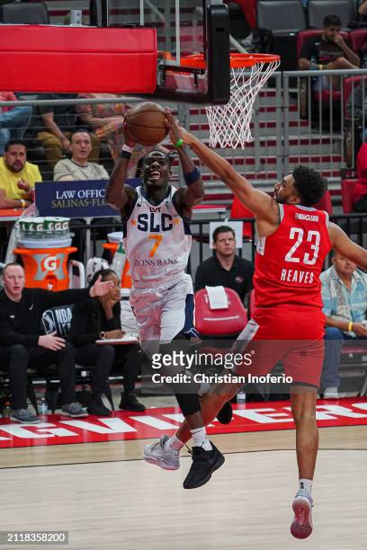 Isaiah Miller of the Salt Lake City Stars rebounds the ball during a game against the Rio Grande Valley Vipers on March 30, 2024 at the Bert Ogden...