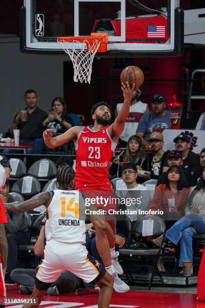 Josh Reaves of the Rio Grande Valley Vipers leaps to the basket during a game against the Salt Lake City Stars on March 30, 2024 at the Bert Ogden...