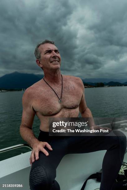 Researcher and marine archaeologist Gilson Rambelli, professor at the University Federal de Sergipe, prepares to carry out the first dive of the...