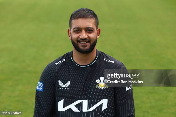 Ryan Patel of Surrey poses for a portrait during the Surrey CCC photocall at The Kia Oval on March 27, 2024 in London, England.