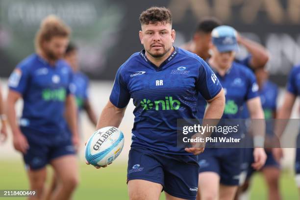 Ricky Riccitelli during a Blues Super Rugby training session at Blues HQ on March 28, 2024 in Auckland, New Zealand.