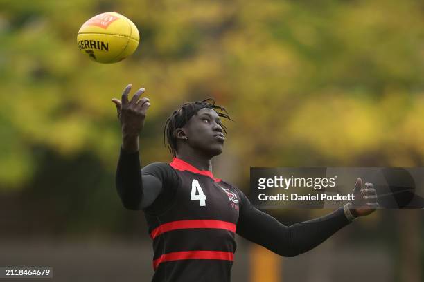 Changkuoth Jiath of the Hawks in action during a Hawthorn Hawks AFL training session at Waverley Park on March 28, 2024 in Melbourne, Australia.