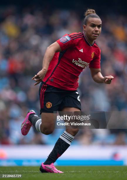 Nikita Parris of Manchester United in action during the Barclays Women's Super League match between Manchester City and Manchester United at Etihad...