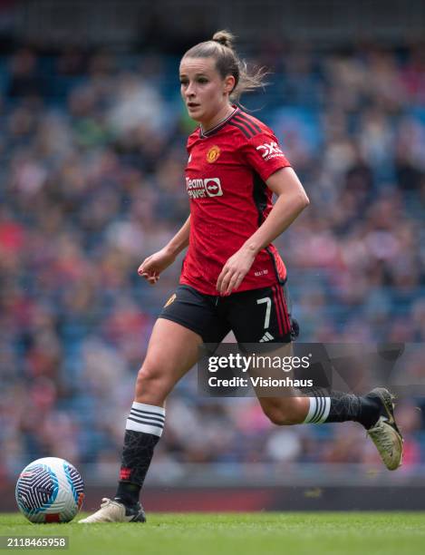 Ella Toone of Manchester United in action during the Barclays Women's Super League match between Manchester City and Manchester United at Etihad...