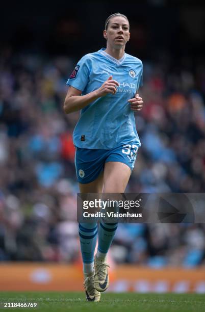 Alanna Kennedy of Manchester City in action during the Barclays Women's Super League match between Manchester City and Manchester United at Etihad...