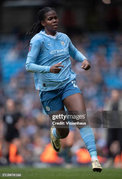 Khadija Shaw of Manchester City in action during the Barclays Women's Super League match between Manchester City and Manchester United at Etihad...