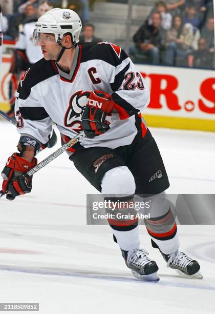 Chris Drury of the Buffalo Sabres skates against the Toronto Maple Leafs during NHL game action on March 6, 2004 at Air Canada Centre in Toronto,...