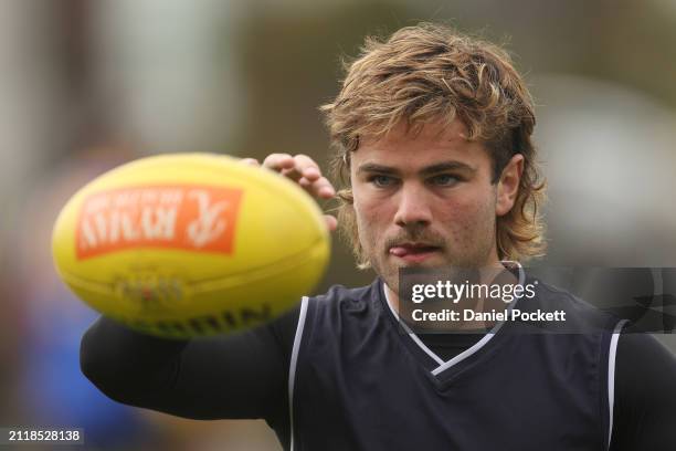 Nick Watson of the Hawks during a Hawthorn Hawks AFL training session at Waverley Park on March 28, 2024 in Melbourne, Australia.