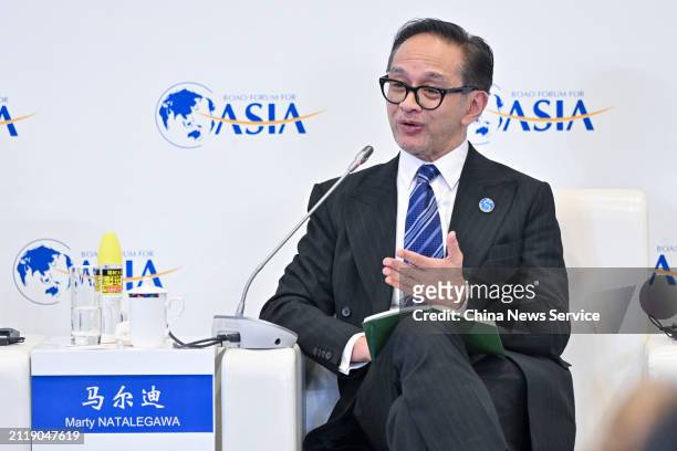 Raden Mohammad Marty Muliana Natalegawa, Former Foreign Minister of Indonesia, attends a sub-forum during the Boao Forum for Asia Annual Conference...
