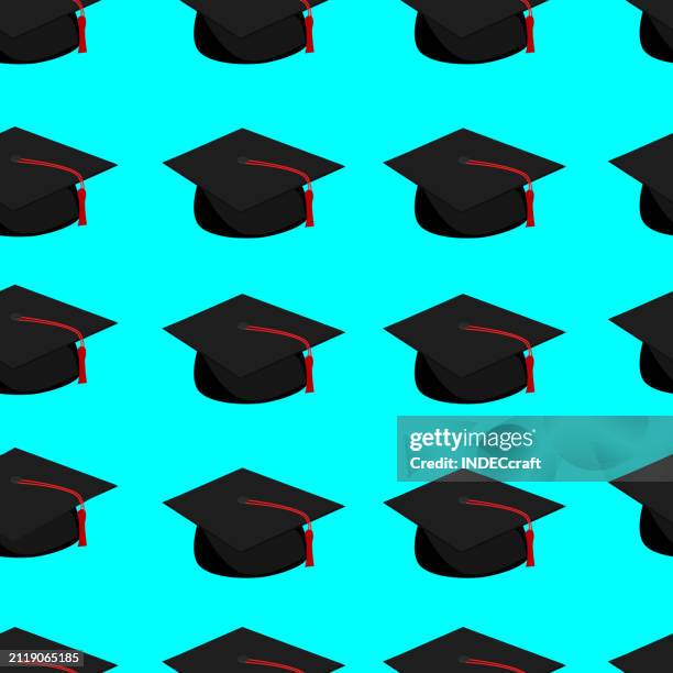 graduation cap seamless background - end cap stock illustrations
