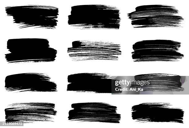 ilustrações de stock, clip art, desenhos animados e ícones de set of brush strokes - marcador fluorescente