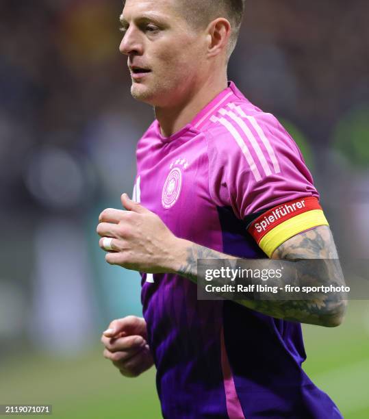 Toni Kroos of Germany with captain's armband during the international friendly match between Germany and Netherlands at Deutsche Bank Park on March...
