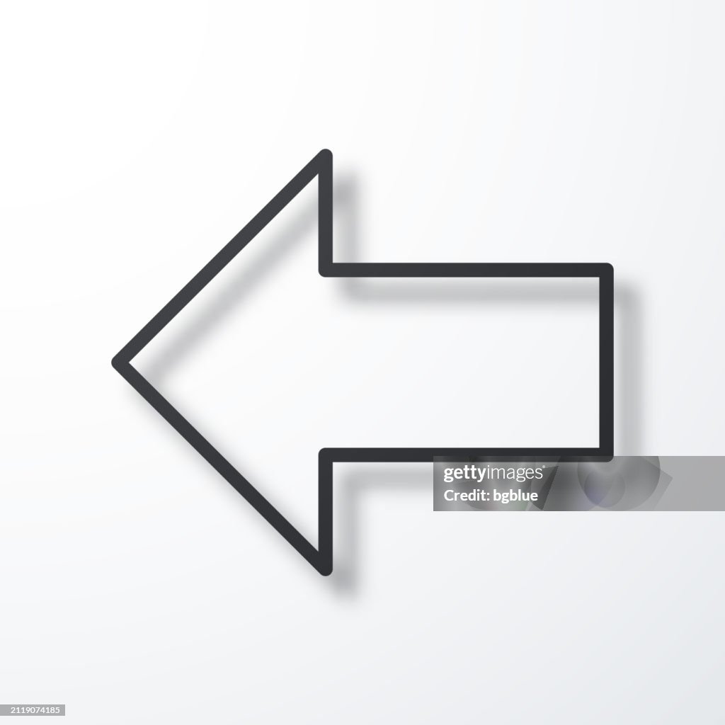 Left arrow. Line icon with shadow on white background