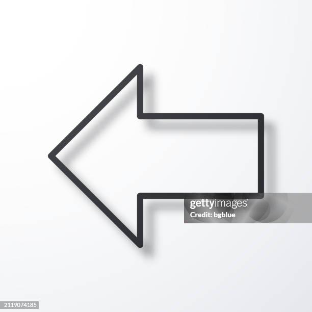 left arrow. line icon with shadow on white background - left handed stock illustrations