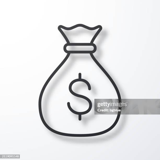 money bag with dollar sign. line icon with shadow on white background - handbag vector stock illustrations