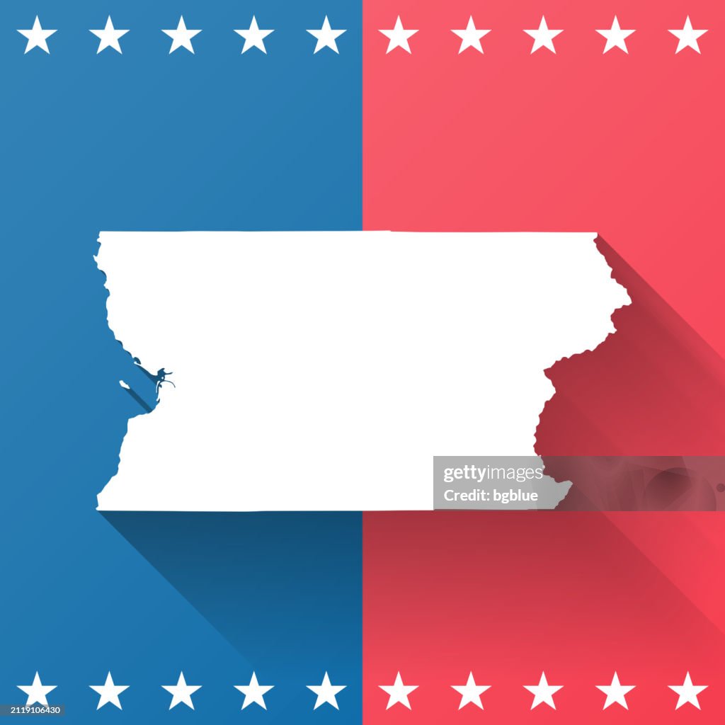Snohomish County, Washington. Map on blue and red background