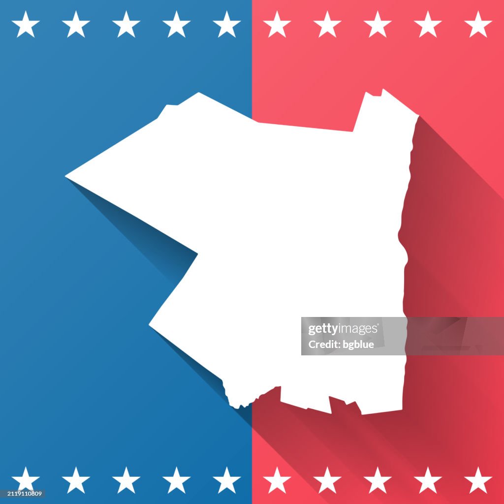 Ulster County, New York. Map on blue and red background