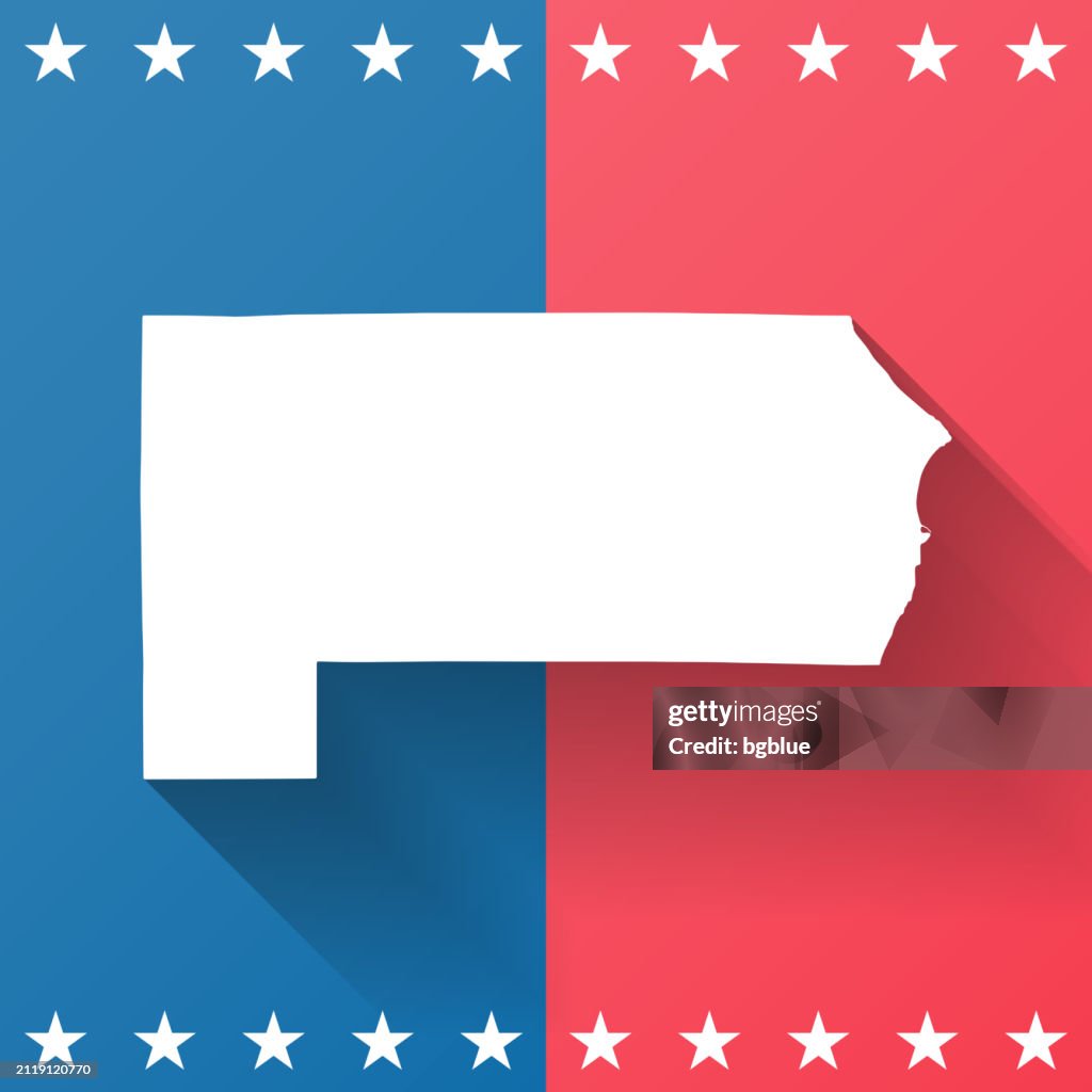 Racine County, Wisconsin. Map on blue and red background