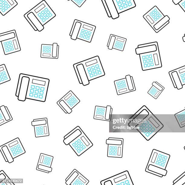 telephone. seamless pattern. line icons on white background - telephone receiver stock illustrations