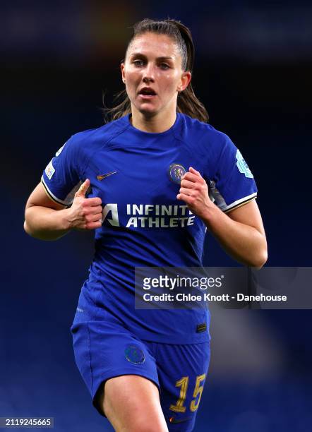 Eve Perisset of Chelsea in action during the UEFA Women's Champions League 2023/24 Quarter Final Leg Two match between Chelsea FC Women and AFC Ajax...