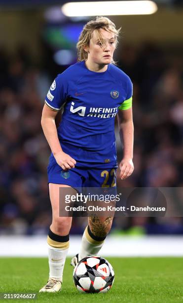 Erin Cuthbert of Chelsea in action during the UEFA Women's Champions League 2023/24 Quarter Final Leg Two match between Chelsea FC Women and AFC Ajax...