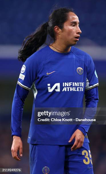 Mayra Ramirez of Chelsea in action during the UEFA Women's Champions League 2023/24 Quarter Final Leg Two match between Chelsea FC Women and AFC Ajax...