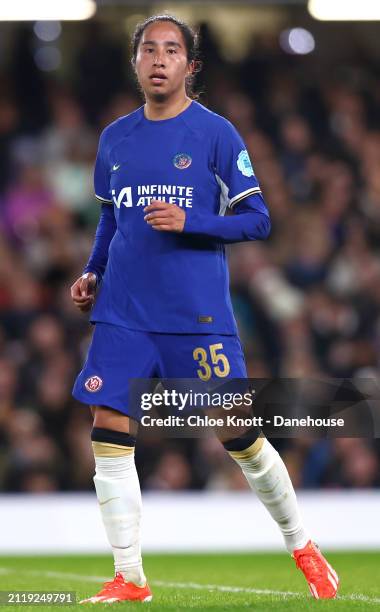 Mayra Ramirez of Chelsea in action during the UEFA Women's Champions League 2023/24 Quarter Final Leg Two match between Chelsea FC Women and AFC Ajax...