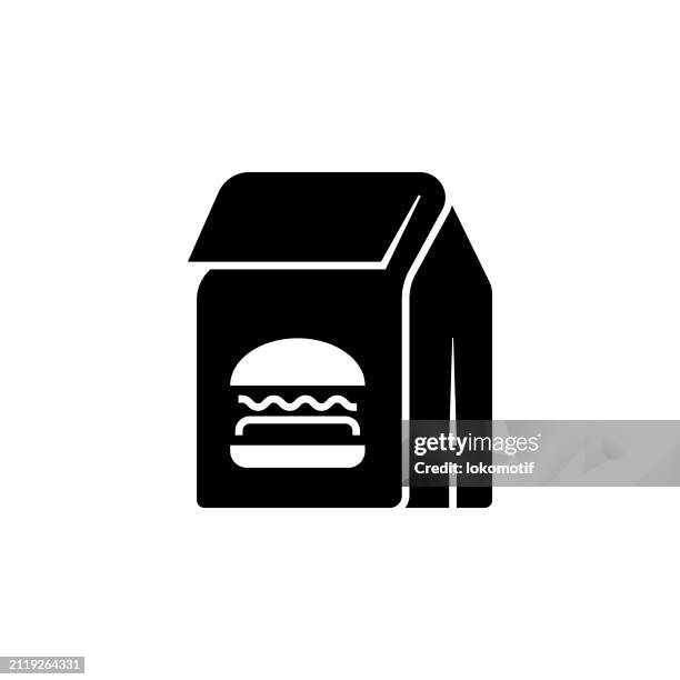takeaway fast food solid icon. this flat icon is suitable for infographics, web designs, mobile apps, ui, ux, and gui design. - takeout boxes stock illustrations
